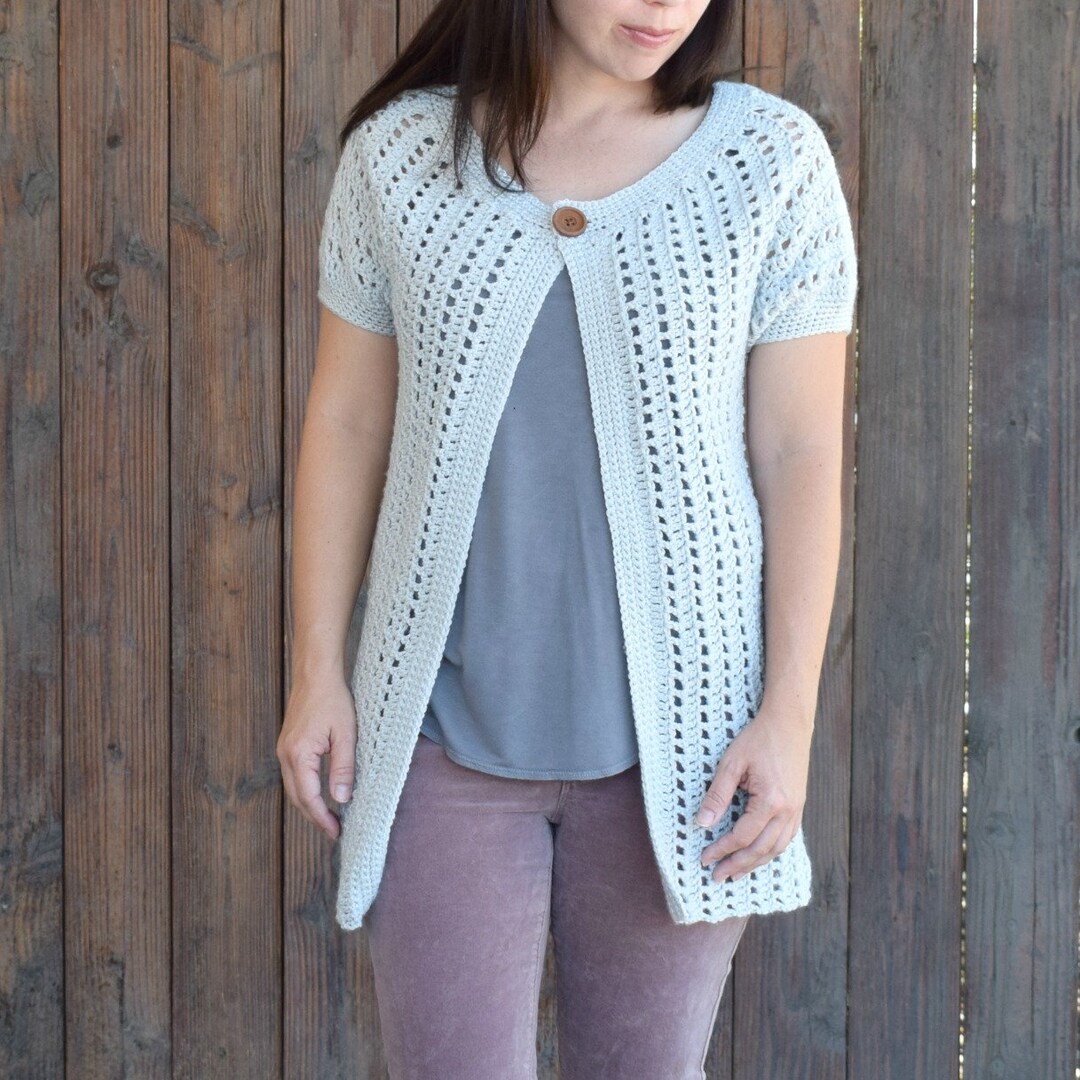 【2plan】Clover Crochet Short Sleeve Cardigan My new leafy short sleeve cardigan. : r/crochet