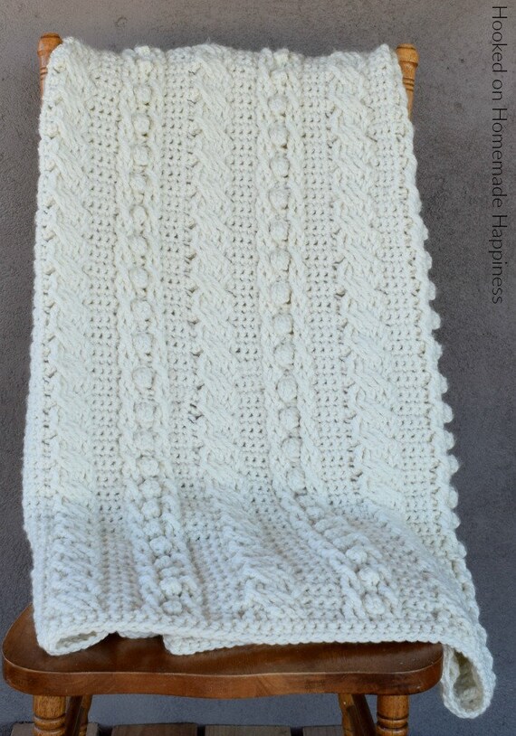 Crochet Cable Blanket Crochet Pattern Etsy