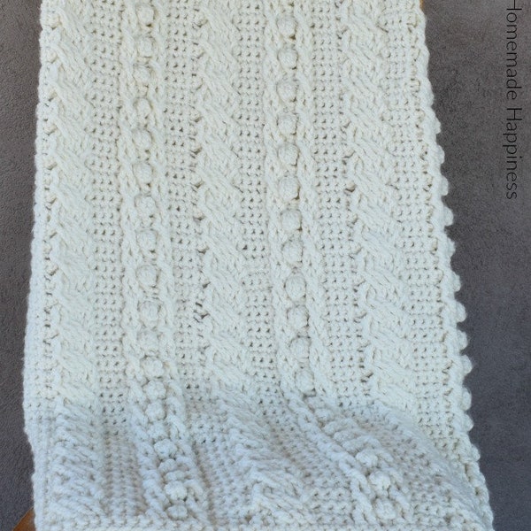 Crochet Cable Blanket Crochet Pattern