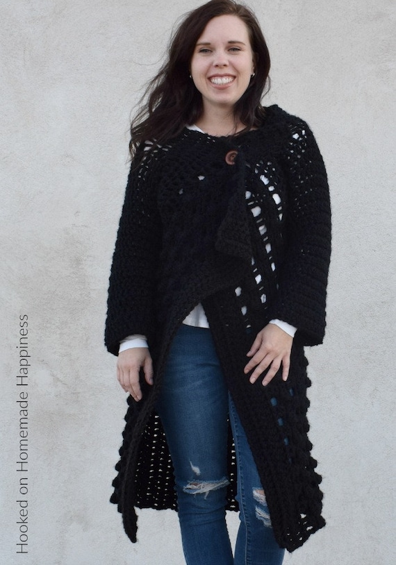 Long flowy black cardigan cheap