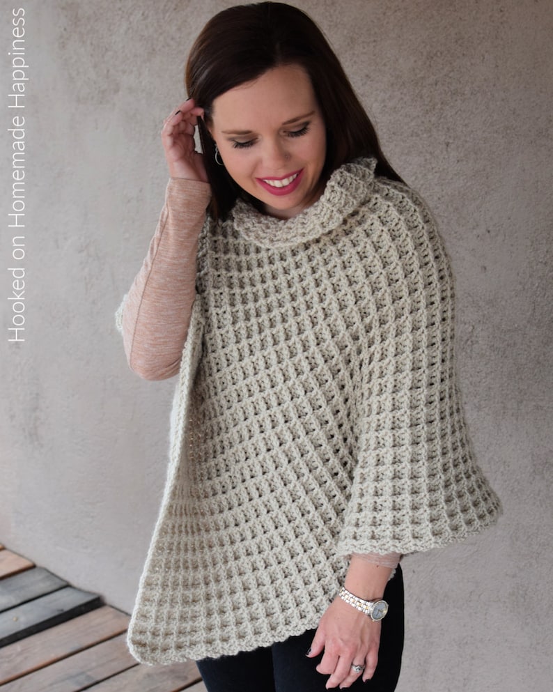 Waffle Stitch Poncho Crochet Pattern image 5