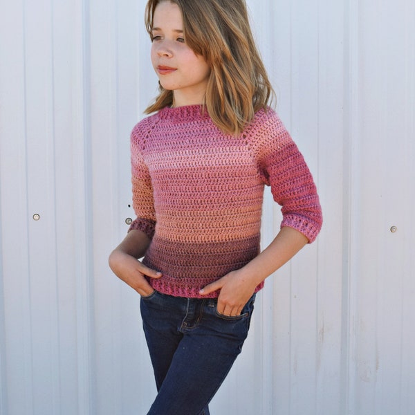 Kid's Everyday Raglan Sweater Crochet Pattern