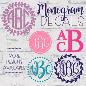 Monogram Decal••Monogram Sticker••Vinyl Monogram Decal••Personalized Monogram Decal••Custom Monogram Decal••Name Decal••foil decal••chrome