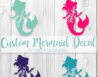 Mermaid Vinyl Decal••Mermaid Name Sticker••Vinyl Name Decal••Personalized Mermaid Decal••Custom Name Decal••Mermaid Decal