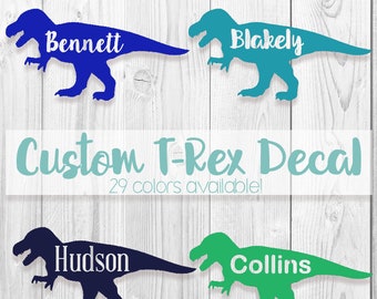 T-Rex Vinyl Decal••Dinosaur Name Sticker••Vinyl Name Decal••Personalized T-Rex Decal••Custom Name Decal••Dinosaur Decal
