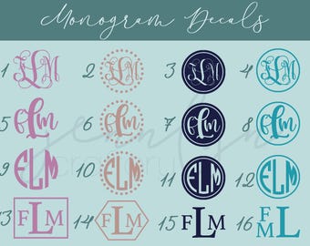 Monogram Decal••Monogram Sticker••Vinyl Monogram Decal••Personalized Monogram Decal••Custom Monogram Decal••Name Decal••foil decal••chrome