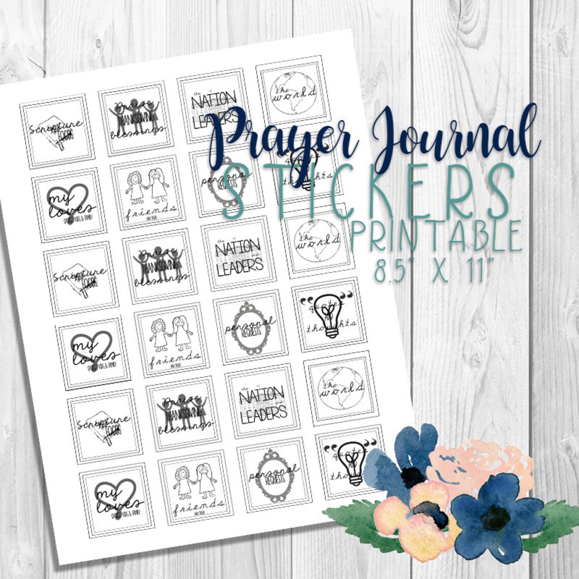 Prayer Journal Stickersprintable stickerschristian Etsy