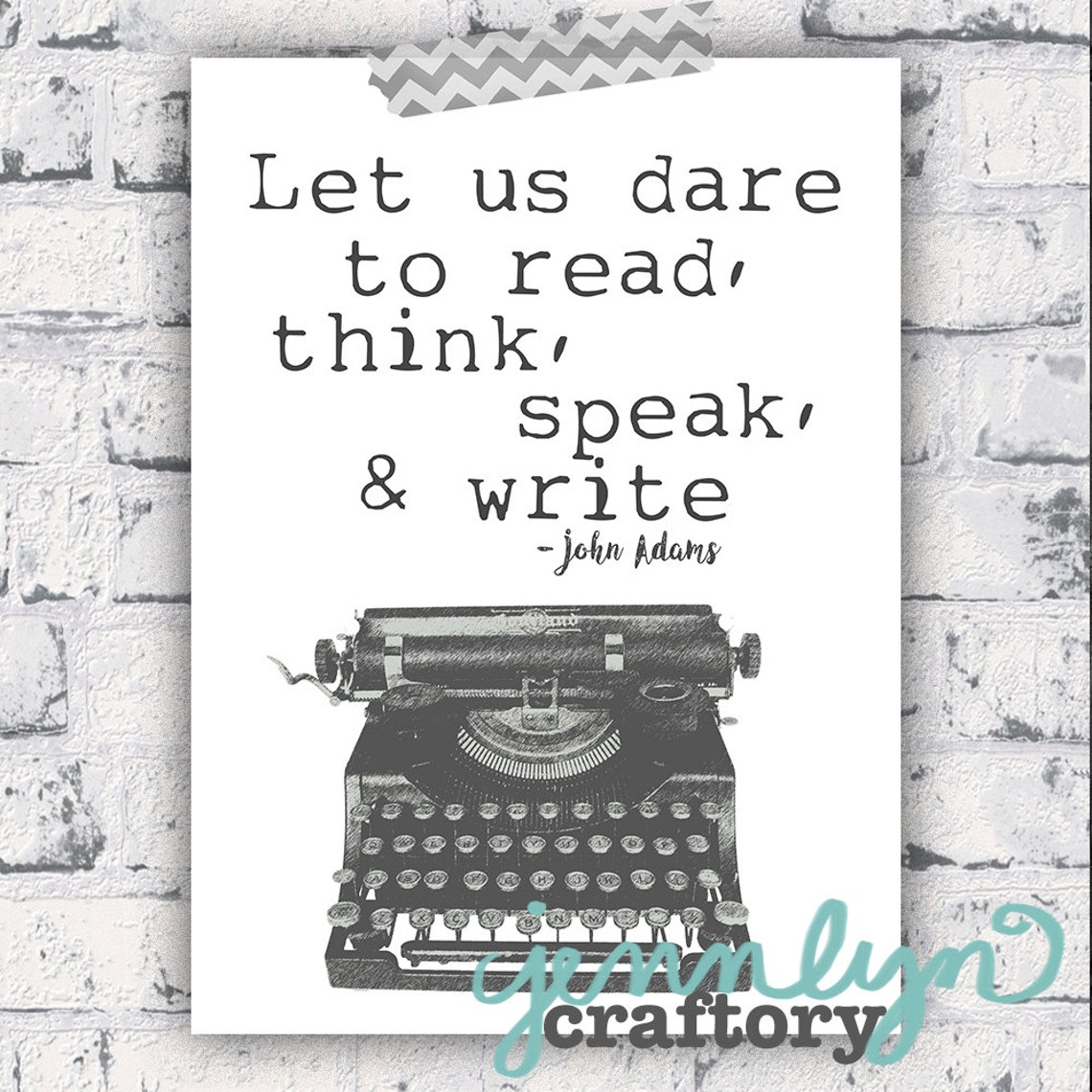 Vintage Typewriter Print With Read Think Speak Write 2nd - Etsy