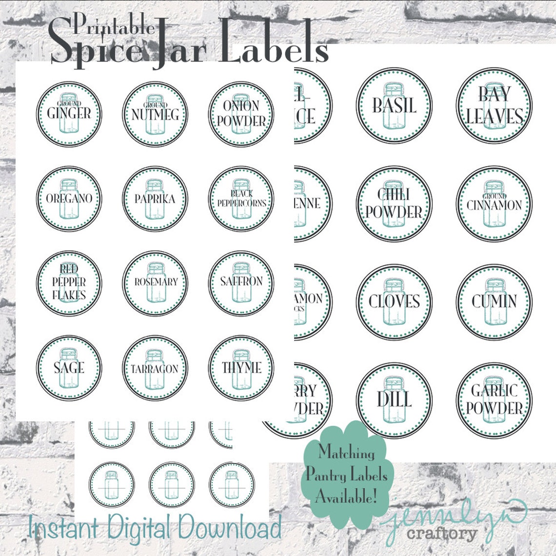 Retro Spice Jar Labelsvintage mason jar designprintable Etsy
