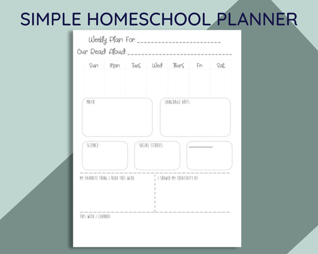 Simple Homeschool Planner, Weekly Homeschool Planner, Unschooling ...