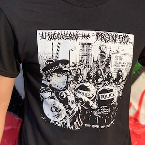 Ungovern-Mental The End Of Supremacy camisa negra punk punk punk serigrafía diseño pantalla policía protesta política resistir desafío