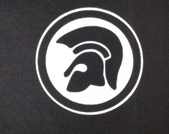 Patch da Trojan Records, emblema de ska e reggae feito à mão com serigrafia.