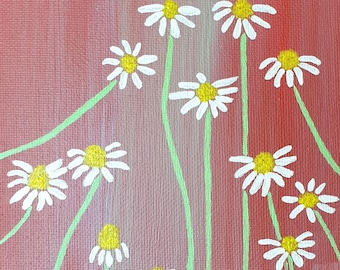 Peinture acrylique florale originale de Marguerites