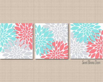 Coral Aqua Bathroom Etsy