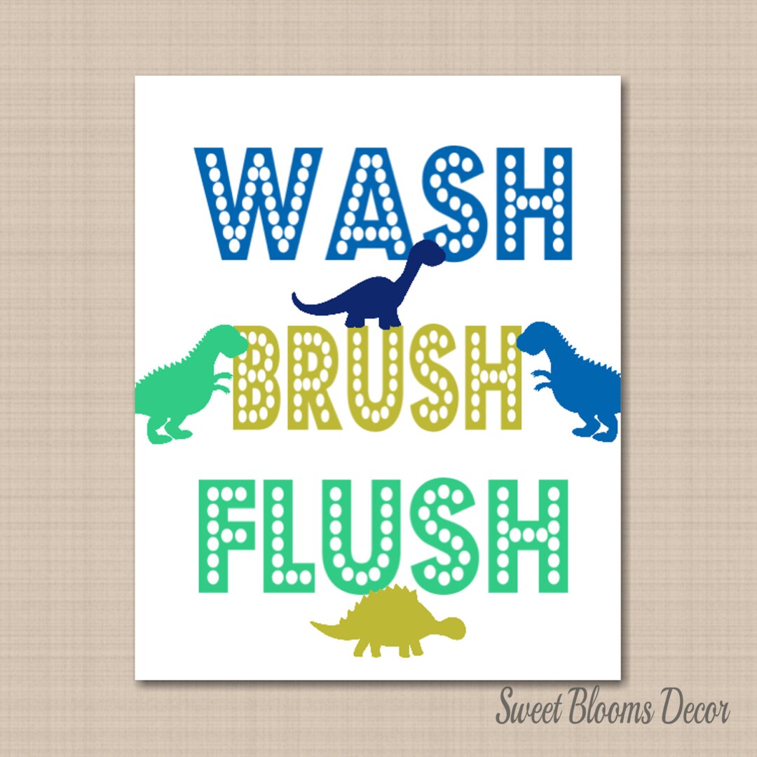 Dinosaur Bathroom Wall Art, Dinosaur Kids Bathroom Wall Art,boy