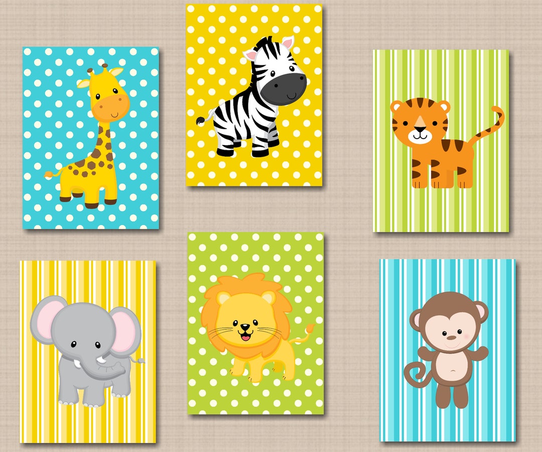 Jungle Animals Nursery Wall Art Safari Nursery Wall Art Zoo Etsy