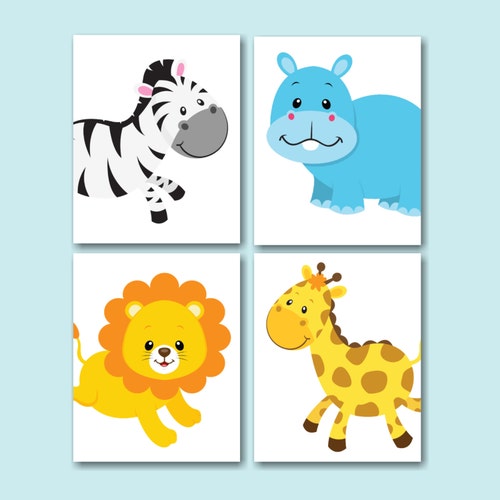 JUNGLE Nursery Wall Art Jungle Animals Nursery Decor Prints Etsy