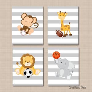 Safari Nursery Decor Sports Animals Nursery Wall Art Future All Star Boy Nursery Gray Safari Nursery Decor Animals  Baby Shower C479