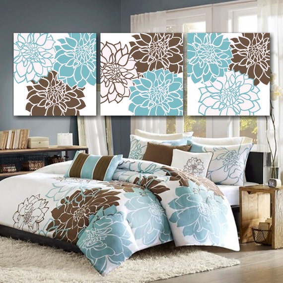 Teal Brown Bedroom Wall Art Blue Brown Floral Wall Art Brown Aqua Floral Wall Art Blue Brown Bathroom Modern Bedroom