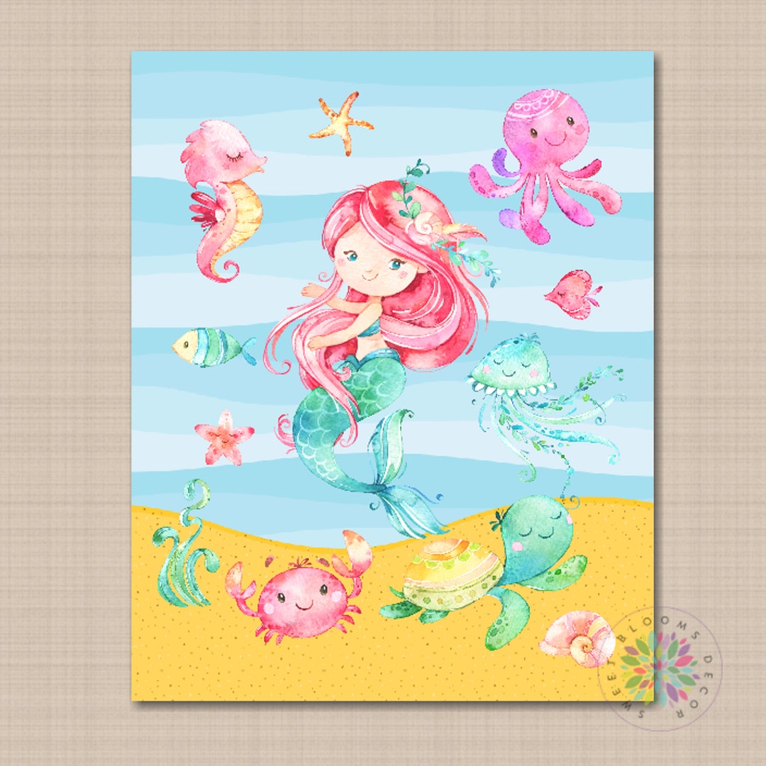 Sea Animals Nursery Wall Art Under the Sea Decor Ocean Nursery Bathroom