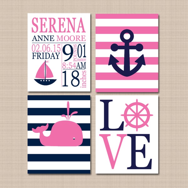 Pink Navy Nursery Etsy
