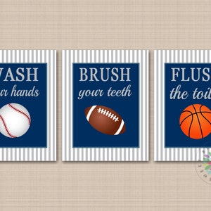 Sports Bathroom Decor,Kids Sports Bathroom Wall Art,Soccer Football Baseball Basketball Bathroom,Boy Sports Bathroom PRINTS or CANVAS B177