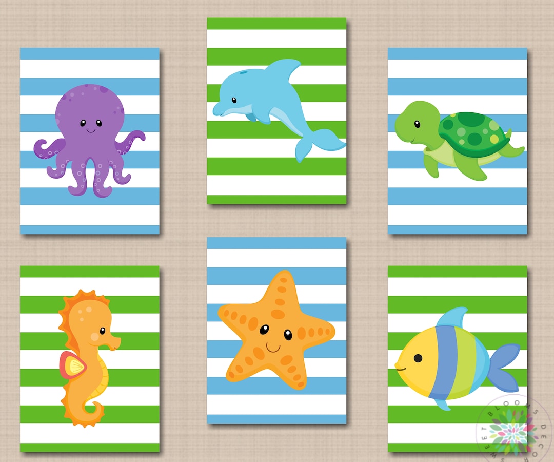 Sea Animals Nursery Wall Art Sea Animals Nursery Decor Under the Sea