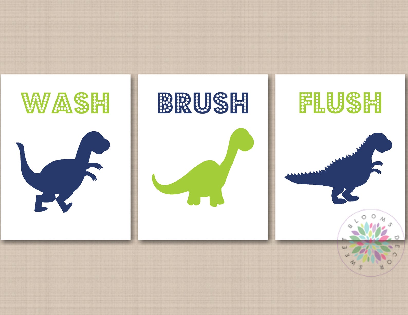 Dinosaur Bathroom Wall Art Dinosaur Bathroom Decor Navy Blue Etsy