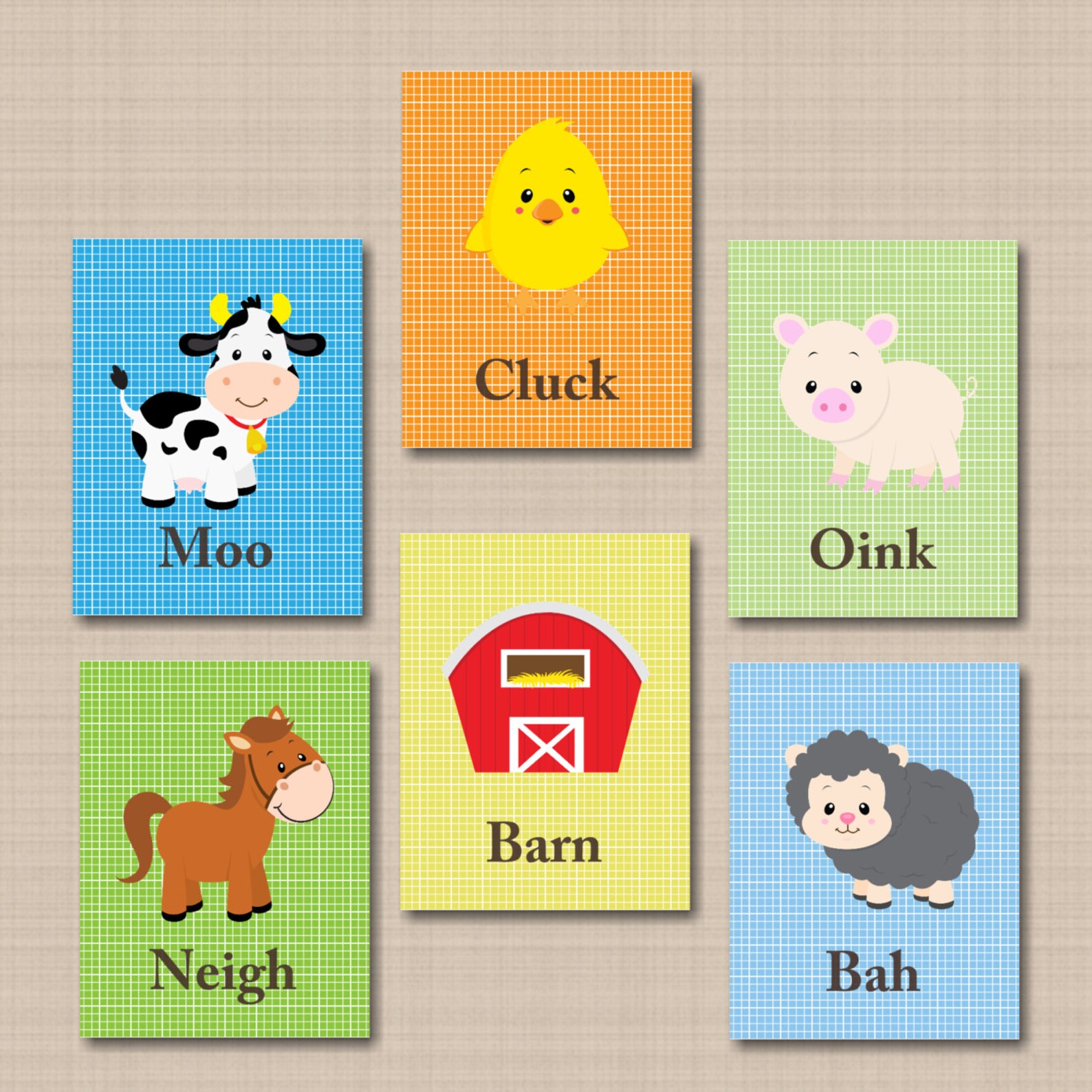 Farm Animals Nursery Wall Artfarm Animals Nursery Etsy