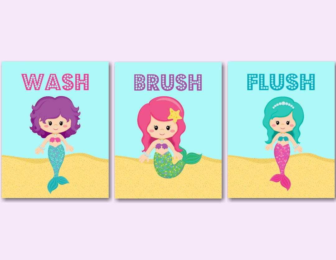 Mermaid Bathroom Wall Art,under the Sea Bathroom Wall Art,sea Animals Bathroom Wall Art,mermaid