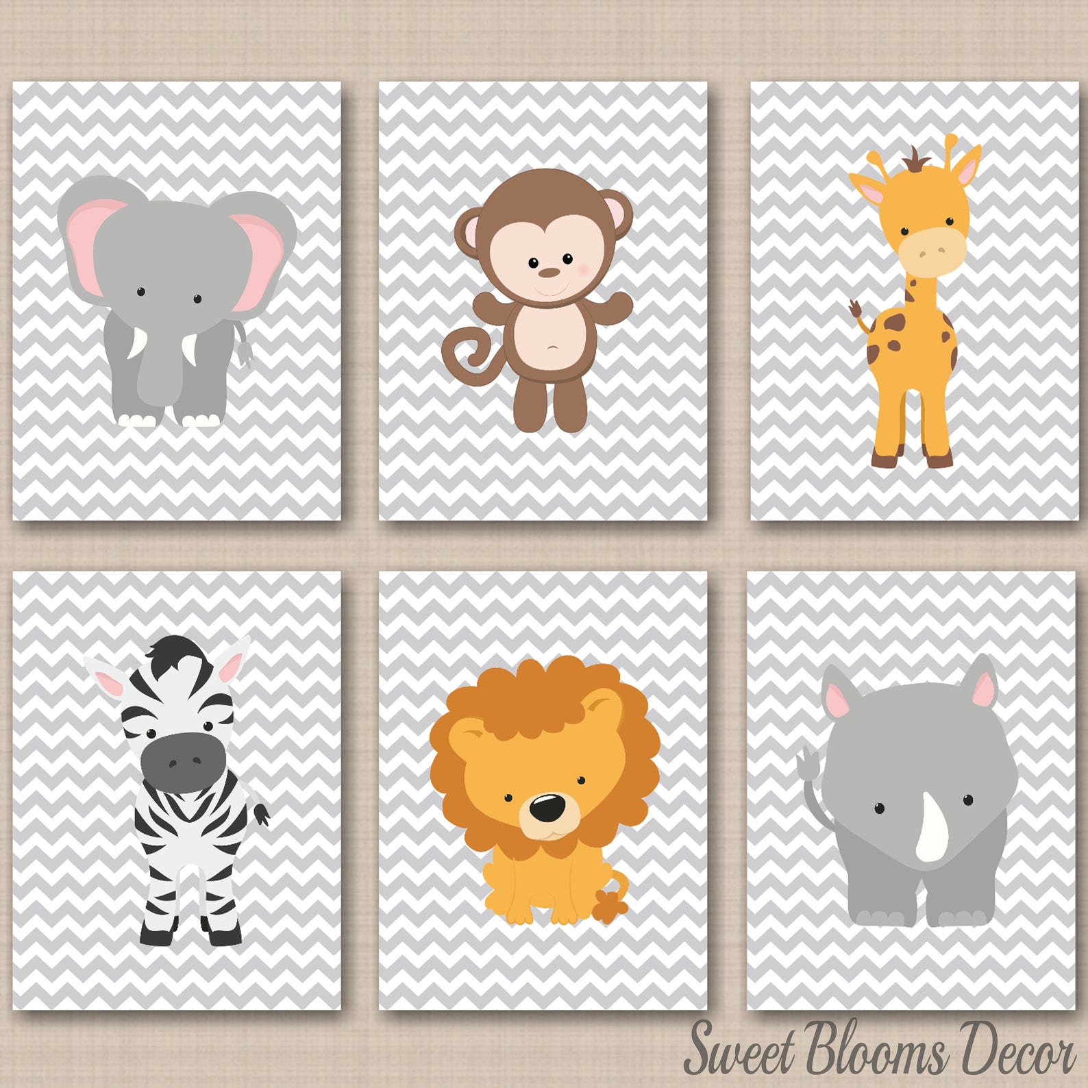 Jungle Animals Nursery Wall Art Decor Safari Nursery Wall Art Etsy