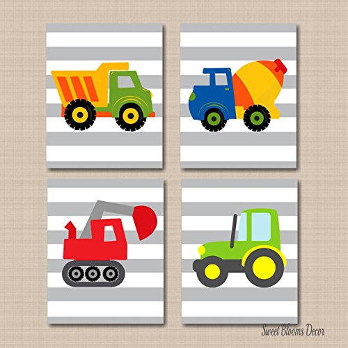Construction Nursery Wall Art Decor Trucks Wall Art Dump Truck Etsy