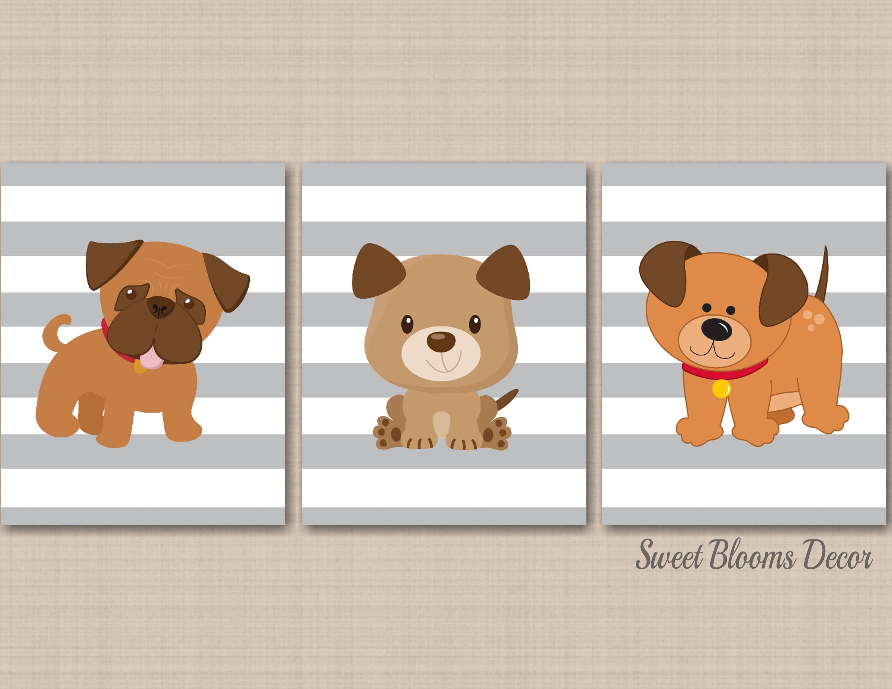 Puppy Wall Art Dogs Room Decor Puppy Dog Nursery Decor Puppy Nursery W –  Sweet Blooms Decor