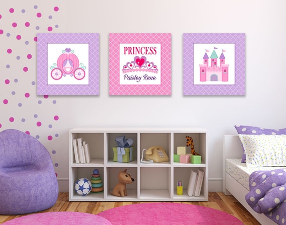 Princess Nursery Wall Art Pink Purple Girl Bedroom Decor | Etsy