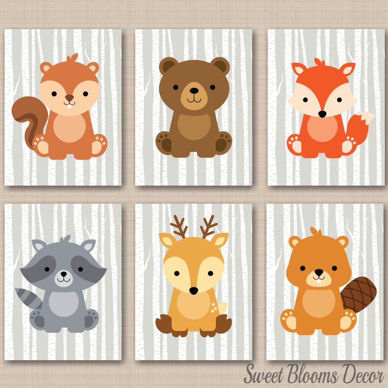 Woodland Animal Tales Forest Friends Nursery Art Fox Baby Kids