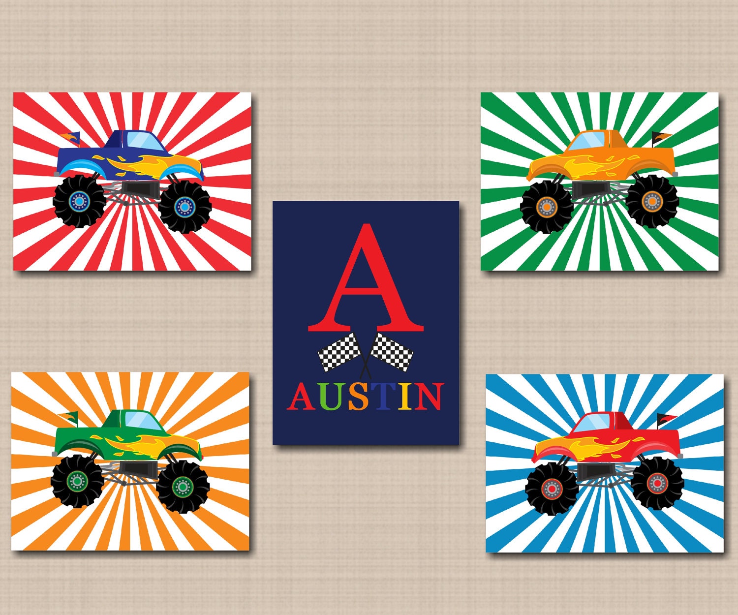 Monster Trucks Wall ArtTransportation Wall ArtMonster Trucks Etsy