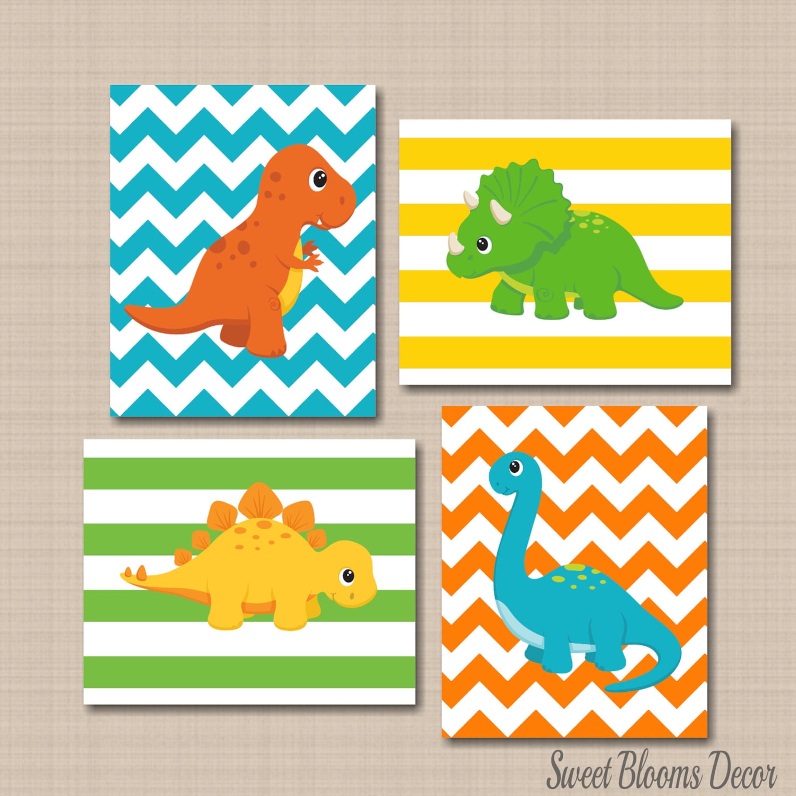 Dinosaurs Nursery Decor Dinosaur Wall Art Teal Blue Green Etsy