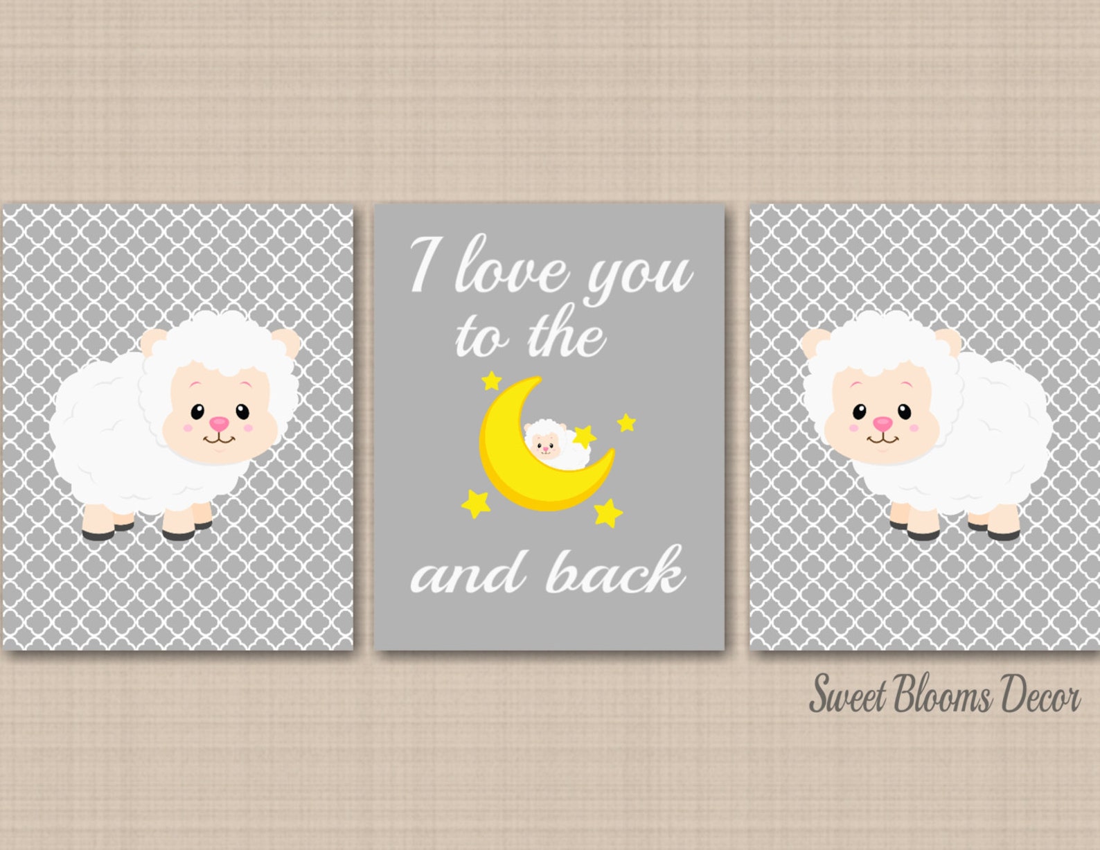 Sheep Nursery Wall Art Lamb Baby Gilr Boy Bedroom Decor White Etsy