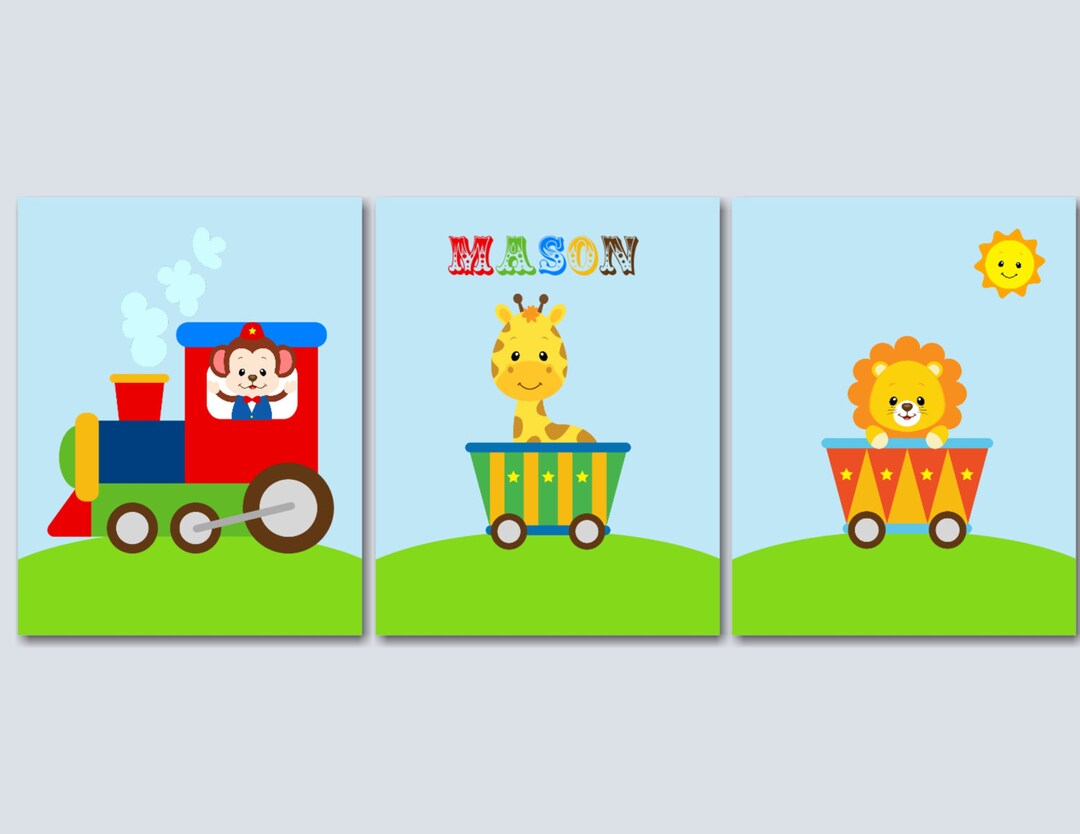 Train Nursery Wall Art,circus Train Wall Art,animal Train Nursery Wall