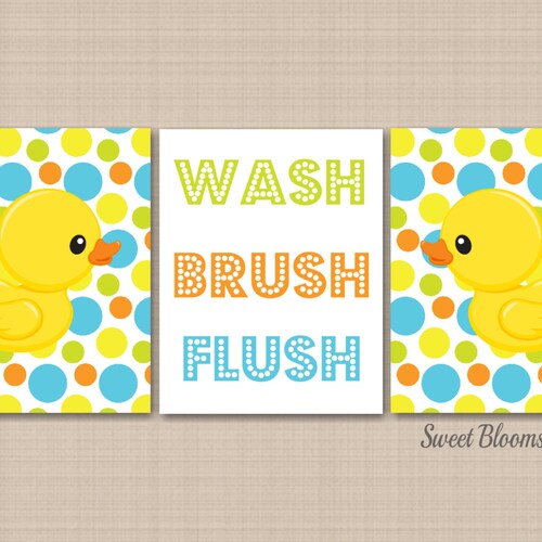 Duck Bathroom Decor DUCK Bathroom Wall Art Canvas or Prints Etsy