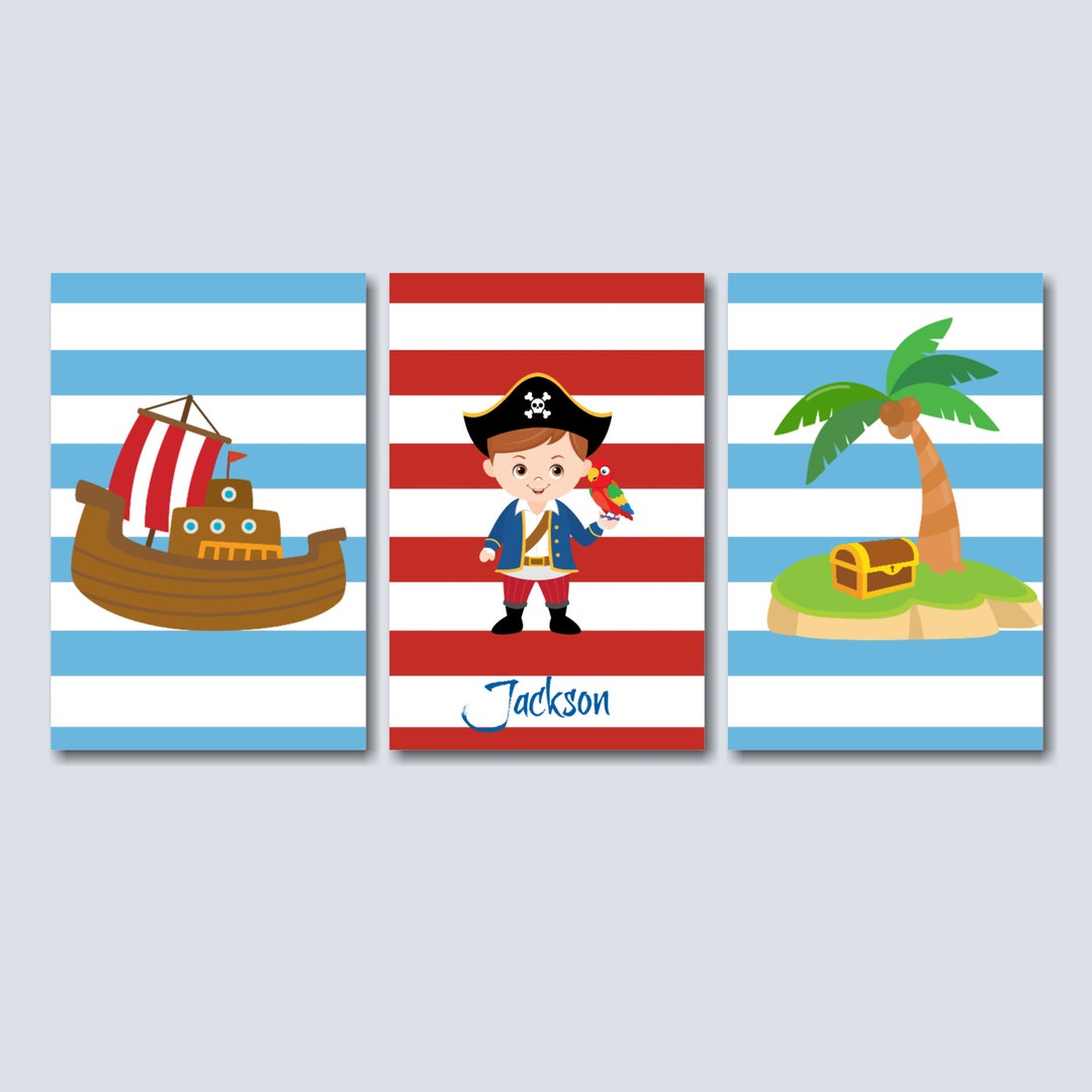 Pirates Wall Art Pirate Ship Treasure Chest Kids Room Wall Art Pirates Red  Blue Kids Room Decor Pirates Bathroom Decor PRINTS or CANVAS C239 - Etsy