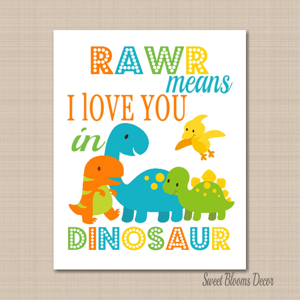 Dinosaur Nursery Wall Artdinosaur Playroom Wall Art - Etsy