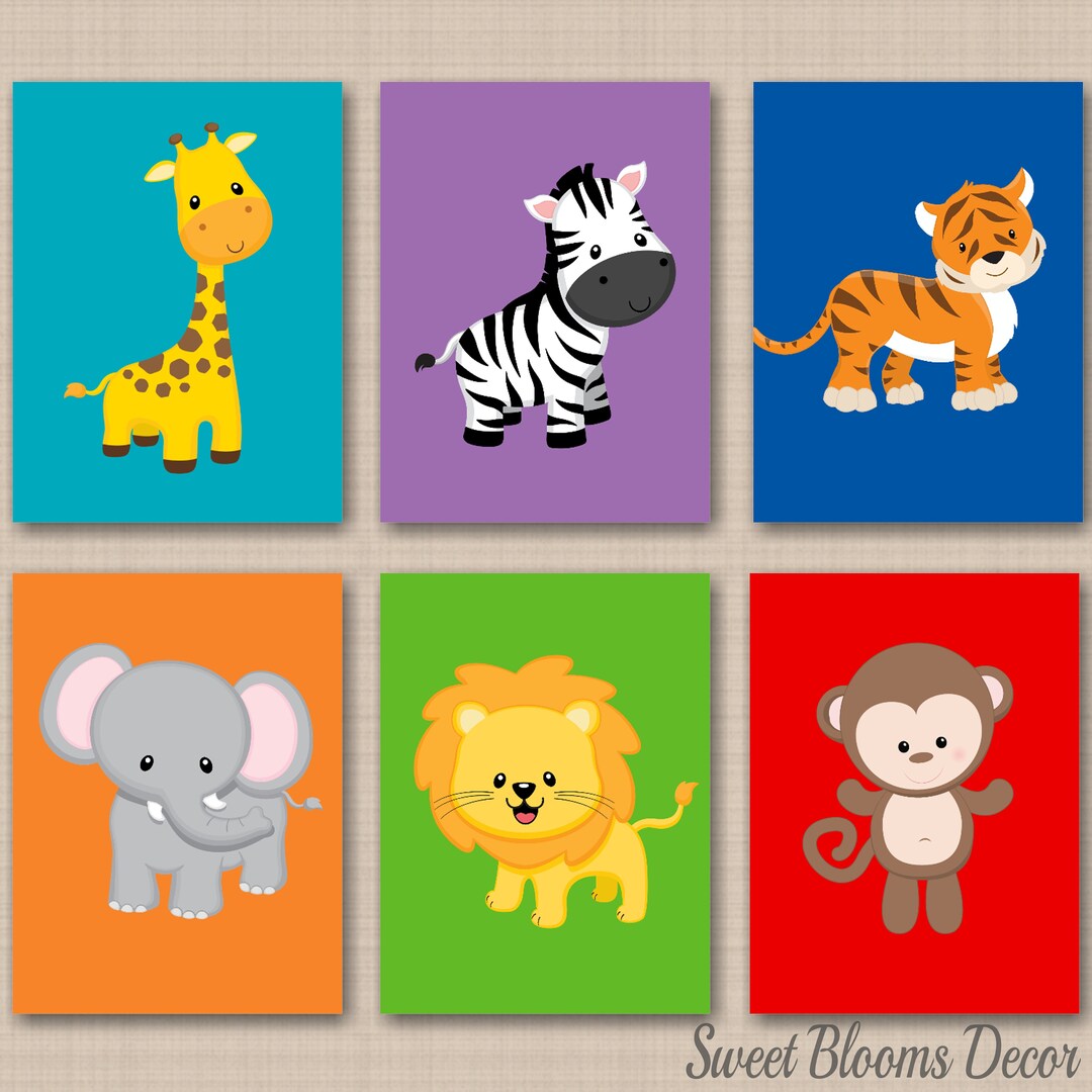 Jungle Animals Nursery Wall Art Safari Nursery Decor Neutral Zoo
