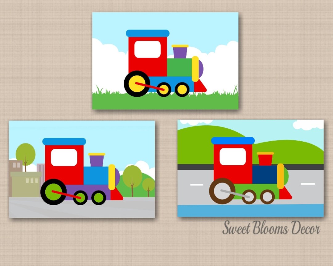 Trains Nursery Wall Art Trains Kids Room Boy Bedroom Decor Trains Art