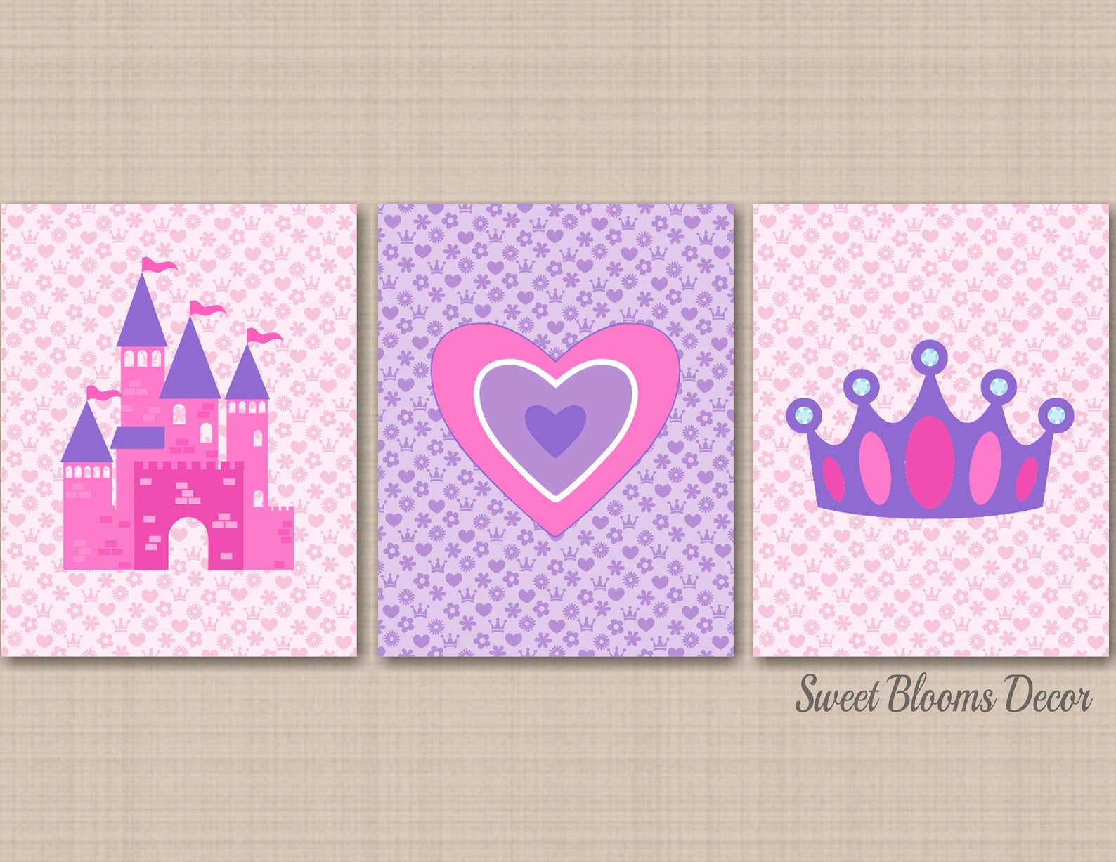 Princess Wall Artpurple Pink Princess Wall Art Princess Wall Etsy