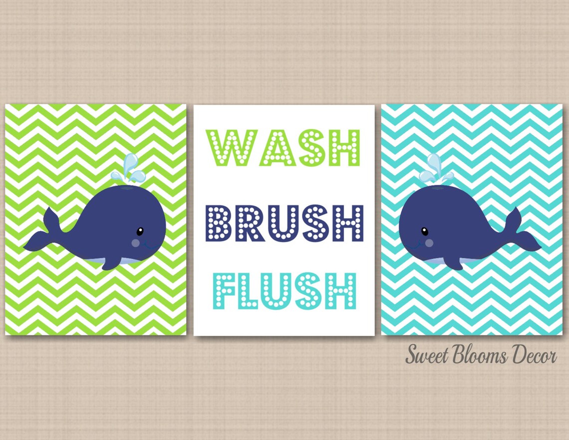 Whale Bathroom Wall Artsea Animals Nursery Wall Artwhale Etsy
