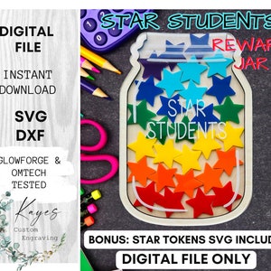 Classroom Reward Jar, Star jar voor whiteboard, Leraar cadeau, Terug naar school cadeau, Leraar Waardering cadeau, Star jar voor het stellen van doelen