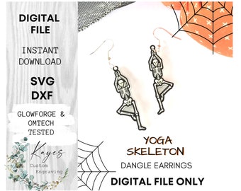 Skeleton Yoga Dangle Earrings SVG -Digital File Only, Instant Download, Laser Cut File