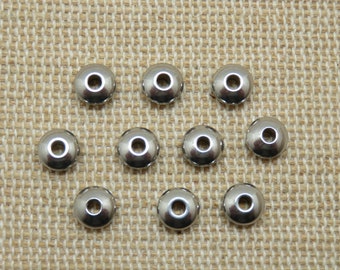 10 Perles soucoupe acier inoxydable 4mm ou 6mm, ensemble de 10 perles entretoise, fabrication bijoux DIY