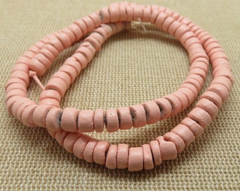 6mm coconut wood rondelle beads, set of 15 heishi spacer beads, DIY jewelry creation